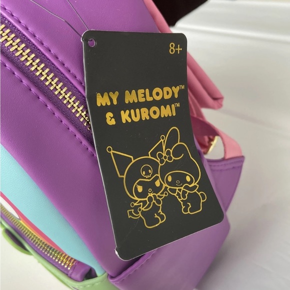 NEW WITH TAGS! Loungefly Sanrio Kuromi And My Melody Rainbow Mini Backpack! main image 10